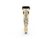 Solitaire Engagement Ring Setting for Fancy Black Radiant Cut Center with Graduated Shared Prongs and Prong Head in Yellow Gold