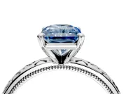 Solitaire Engagement Ring Setting for Fancy Blue Radiant Cut Center with Scrollwork Band and Prong Head in Sterling Silver