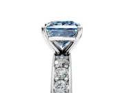 Solitaire Engagement Ring Setting for Fancy Blue Princess Cut Center with Channel-Set Accents and Prong Head in Sterling Silver