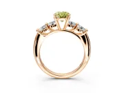5 Stone Engagement Ring Setting for Fancy Yellow Oval Center with Graduated Accents and Prong Head in Rose Gold