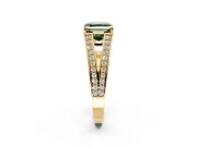 Split Shank Engagement Ring Setting for Fancy Green Asscher Cut Center with Pave Split Shank and Prong Head in Yellow Gold