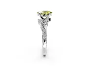 Solitaire Engagement Ring Setting for Fancy Yellow Oval Center with Marquise Accent Twist Band and Prong Head in White Gold