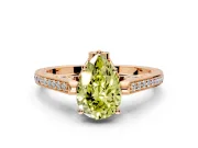 Cathedral Engagement Ring Setting for Fancy Yellow Pear-Shaped Center with Antique-Style Pave Band and Prong Head in Rose Gold
