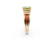 Solitaire Engagement Ring Setting for Fancy Yellow Asscher Cut Center with Grooved Bar Accent Band and Prong Head in Rose Gold