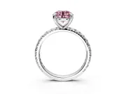 Solitaire Engagement Ring Setting for Fancy Pink Round Cut Center with Shared-Prong Accents and Prong Head in Sterling Silver