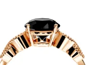 Leaf Engagement Ring Setting for Fancy Black Round Cut Center with Milgrain Accent Band and Prong Head in Rose Gold