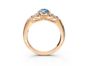 Cluster Engagement Ring Setting for Fancy Blue Pear-Shaped Center with Round Cut Accent Frame and Prong Head in Rose Gold