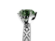 Solitaire Engagement Ring Setting for Fancy Green Heart-Shaped Center with Milgrain X Pattern Band and Prong Head in Platinum