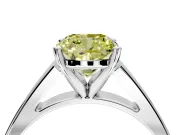 Solitaire Engagement Ring Setting for Fancy Yellow Cushion Cut Center with Tapered Split Shoulders and Prong Head in Platinum