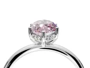 Hidden Halo Engagement Ring Setting for Fancy Pink Marquise Center with Thin Round-Wire Band and Prong Head in White Gold