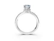 Solitaire Engagement Ring Setting for Fancy Blue Pear-Shaped Center with Raised Channel Band and Prong Head in White Gold