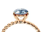 Solitaire Engagement Ring Setting for Fancy Blue Oval Center with Plain Twisted Rope Band and Prong Head in Rose Gold