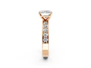 Solitaire Engagement Ring Setting for Radiant Cut Center with Channel-Set Accents and Prong Head in Rose Gold