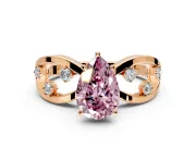Solitaire Engagement Ring Setting for Fancy Pink Pear-Shaped Center with Criss-Cross Accent Band and Prong Head in Rose Gold