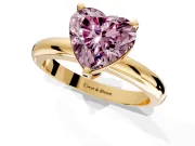 Solitaire Engagement Ring Setting for Fancy Pink Heart-Shaped Center with Wire Band and Prong Head in Yellow Gold