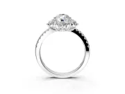Floral Halo Engagement Ring Setting for Pear-Shaped Center with Pave Accents and Prong Head in Platinum