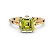 Solitaire Engagement Ring Setting for Fancy Yellow Asscher Cut Center with Plain Split Shank and Prong Head in Yellow Gold