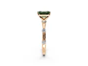 Solitaire Engagement Ring Setting for Fancy Green Emerald Cut Center with Bezel Station Band and Prong Head in Rose Gold