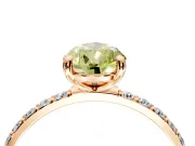 Solitaire Engagement Ring Setting for Fancy Yellow Pear-Shaped Center with Pave Accents and Prong Head in Rose Gold