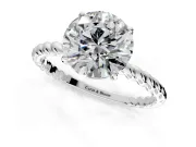 Solitaire Engagement Ring Setting for Round Cut Center with Plain Twisted Rope Band and Prong Head in Sterling Silver