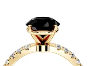 Open Basket Engagement Ring Setting for Fancy Black Round Cut Center with Pave Band and Prong Head in Yellow Gold