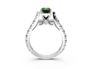Solitaire Engagement Ring Setting for Fancy Green Emerald Cut Center with Pave Cathedral Shoulders and Prong Head in Platinum