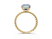 Solitaire Engagement Ring Setting for Fancy Blue Asscher Cut Center with Plain Twisted Rope Band and Prong Head in Yellow Gold