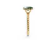 Solitaire Engagement Ring Setting for Fancy Green Oval Center with 2-Strand Rope Twist Band and Prong Head in Yellow Gold