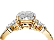 Solitaire Engagement Ring Setting for Cushion Cut Center with Marquise Flower Shoulders and Prong Head in Yellow Gold