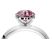 Solitaire Engagement Ring Setting for Fancy Pink Round Cut Center with Wide Knife Ridge Band and Prong Head in Platinum