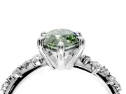 Solitaire Engagement Ring Setting for Fancy Green Marquise Center with Trailing Leaf Accent Band and Prong Head in Platinum