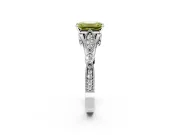 Solitaire Engagement Ring Setting for Fancy Yellow Emerald Cut Center with Marquise and Bezel Accents and Prong Head in White Gold