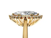 Starburst Halo Engagement Ring Setting for Marquise Center with Thin Round-Wire Band and Prong Head in Yellow Gold