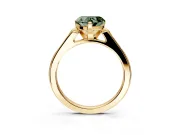 Solitaire Engagement Ring Setting for Fancy Green Heart-Shaped Center with Channel Accents and Prong Head in Yellow Gold