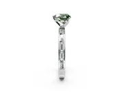 Solitaire Engagement Ring Setting for Fancy Green Heart-Shaped Center with Channel Baguette Band and Prong Head in Platinum