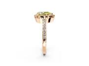 Halo Engagement Ring Setting for Fancy Yellow Pear-Shaped Center with Inner Milgrain Border and Prong Head in Rose Gold