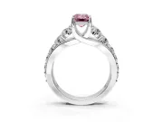 Solitaire Engagement Ring Setting for Fancy Pink Emerald Cut Center with Graduated Shared Prongs and Prong Head in Sterling Silver