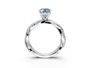 Solitaire Engagement Ring Setting for Fancy Blue Oval Center with Pave and Plain Crossover and Basket Head in White Gold