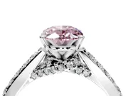 Solitaire Engagement Ring Setting for Fancy Pink Oval Center with Crossover Accents and Prong Head in Platinum