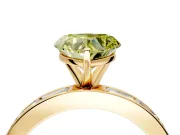 Solitaire Engagement Ring Setting for Fancy Yellow Heart-Shaped Center with Channel Baguette Band and Prong Head in Yellow Gold