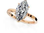 Hidden Halo Engagement Ring Setting for Marquise Center with Wide Flat Plain Band and Prong Head in Rose Gold