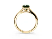 Solitaire Engagement Ring Setting for Fancy Green Radiant Cut Center with Narrow Cathedral Band and Prong Head in Yellow Gold
