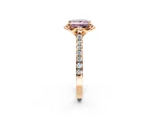 Floral Engagement Ring Setting for Fancy Pink Princess Cut Center with Pave Band and Floral Prong Head in Rose Gold