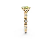Solitaire Engagement Ring Setting for Fancy Yellow Pear-Shaped Center with Beaded Bezel Station Band and Prong Head in Yellow Gold