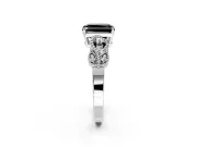 Leaf Engagement Ring Setting for Fancy Black Princess Cut Center with Milgrain Accent Band and Prong Head in Sterling Silver