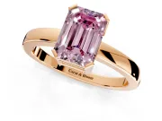 Solitaire Engagement Ring Setting for Fancy Pink Emerald Cut Center with Plain Band and Flat Tab Prong Head in Rose Gold