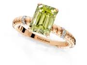 Rope Engagement Ring Setting for Fancy Yellow Emerald Cut Center with Accent Shoulders and Prong Head in Rose Gold