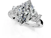 Floral Engagement Ring Setting for Marquise Center with Marquise Cluster Shoulders and Prong Head in White Gold