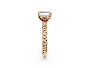 Rope Engagement Ring Setting for Asscher Cut Center with Accent Shoulders and Prong Head in Rose Gold