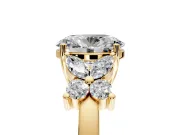 Floral Engagement Ring Setting for Oval Center with Marquise Cluster Shoulders and Prong Head in Yellow Gold